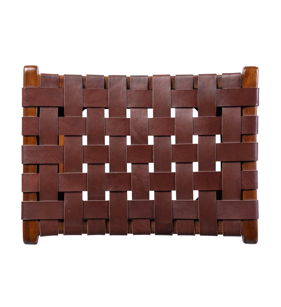 High Braided Leather Stool
